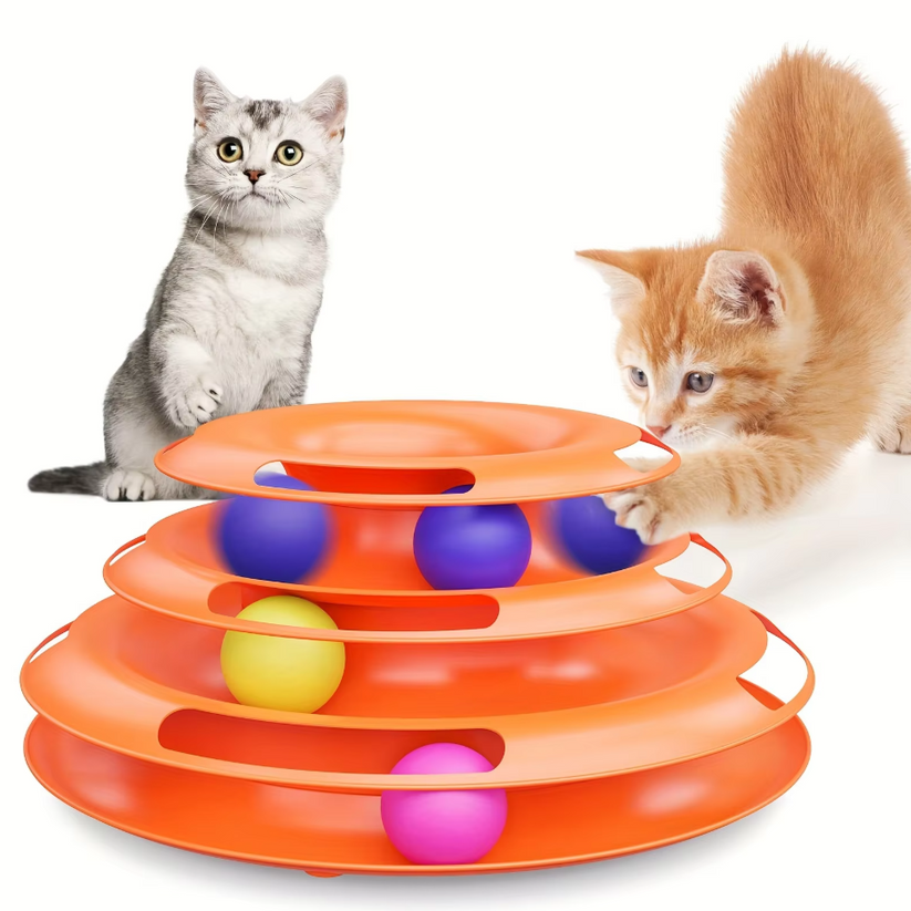 Dreistufiger Spielturm für aktive Katzen