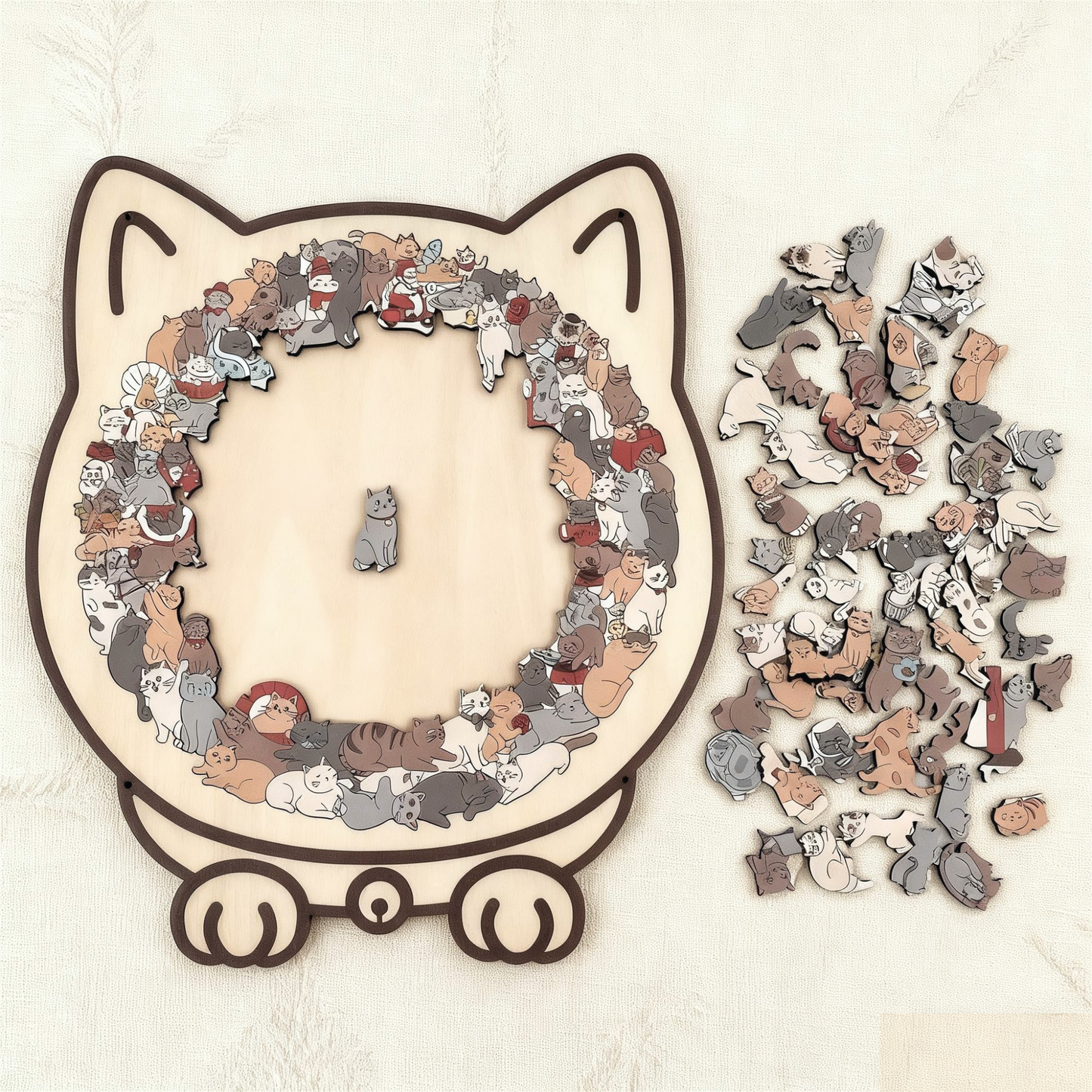 Katzen Holz Puzzle Set